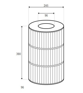 Cartouche de filtration pour filtre Terra 75 - D245/H380 - (ASTRAL) - 19786