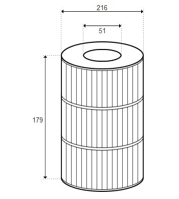 Cartouche VITA Spa - D216/H179 avec adptateur long 2'' NPT - (PLEATCO) - PVT50WH-F2L