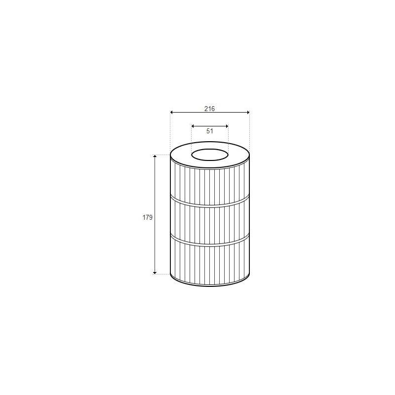 Cartouche VITA Spa - D216/H179 avec adptateur long 2'' NPT - (PLEATCO) - PVT50WH-F2L