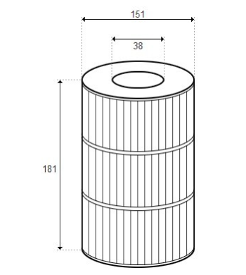 Cartouche 102 g/m² avec poignée et adaptateur à pas de vis fin MPT 38 mm - D151/H181 (PLEATCO) 