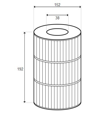 Cartouche Waterway Front Access Skimmer/Spa Astral Niagara/Pandora 205x152/38 4.65 m²adaptateur vissé PAD3L (PLEATCO) - PWW50P3