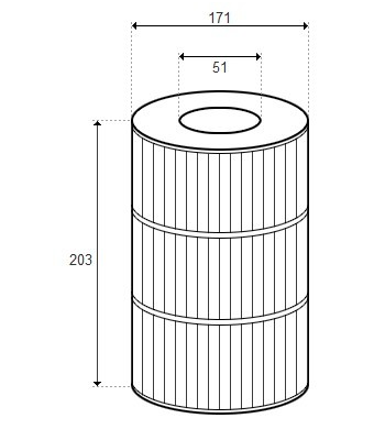 Cartouche ARTESIAN Spas 50 - D171/H203/50 - (Pleatco) (WATERWAY) - PAS50SV-F2M