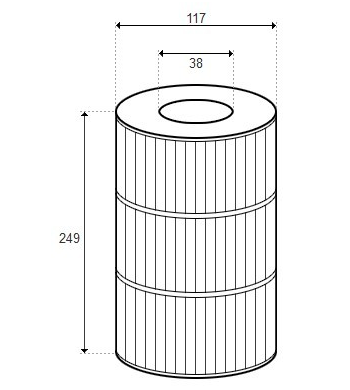 Cartouche After Hours Spas,Nemco Spas,Threaded 25,Top Load - D118/H249 (PLEATCO) - PGS25P4