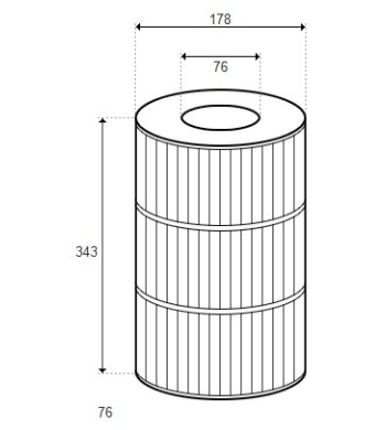 Cartouche Jacuzzi CE 40 H.343/Ø178 (PLEATCO) 