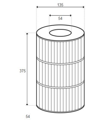 Cartouche 375x135/54/54 - Leisure Bay, S2/G2 Spa 75 SF Antimicrobian - (Pleatco) (WATERWAY) - PLBS75-M