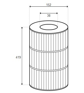 Cartouche en 2 éléments 419x152 mm, filetage 38 mm (WATERWAY)