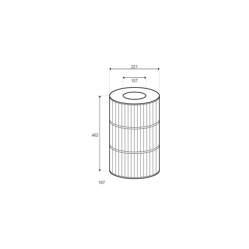 Cartouche Sta-Rite Posi-Flo II PTM70, T-70TX, T-70TXR, 70GPM,TX, 70TX, 70TXR 4 Ozh462 - D221/106 - (PLEATCO) 