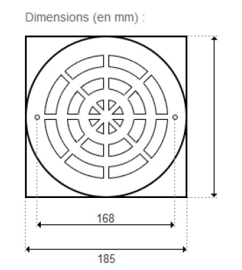 Grille BDF Abs Diam.185 Cm Avec Trous + Ergots de Clipage (CERTIKIN) 
